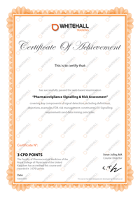 Pharmacovigilance certificate